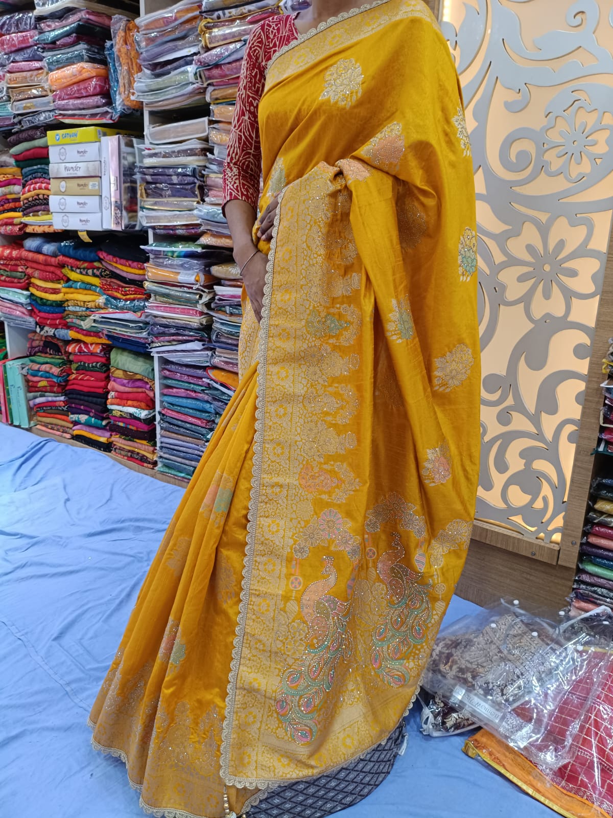 Yellow Dola Silk Saree with Rich Zari Border and Blouse Piece – Premium Festive & Wedding Wear for W